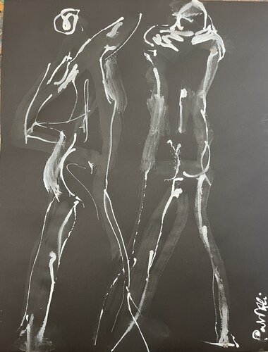 2 hommes blanc sur noir by PatMoli, Work on Paper for Sale on Singulart