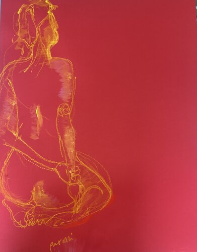 Femme  sur rouge van PatMoli, Tekening te koop op Singulart