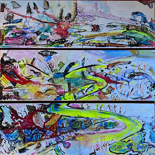 Triptyque CHEMIN EN EQUILIBRE 1/2/3 von PatMoli, Malerei kaufen auf Singulart