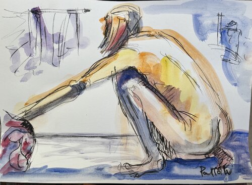 Femme accroupie di PatMoli, Opera su carta in vendita su Singulart