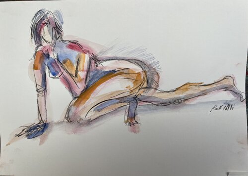 Femme prête à bondir von PatMoli, Werk auf Papier kaufen auf Singulart