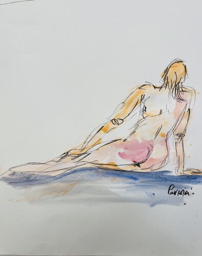 Femme tranquille by PatMoli, Work on Paper for Sale on Singulart