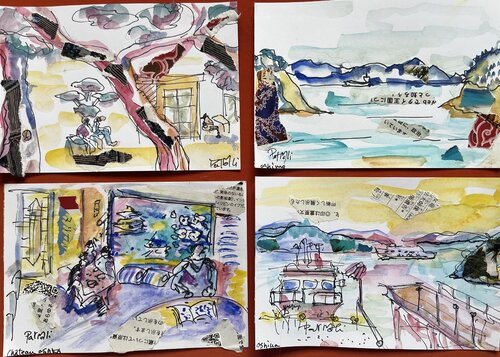 4 'aquarelles Japon par PatMoli, Œuvre sur papier en vente sur Singulart
