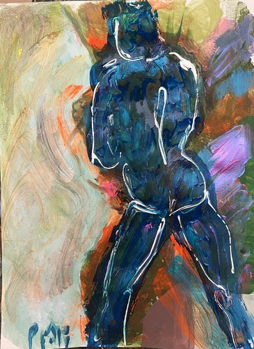 Homme bleu puissant de PatMoli, Pintura a la venta en Singulart
