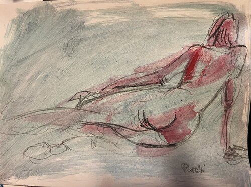 Femme contemplative by PatMoli, 종이 for Sale on Singulart