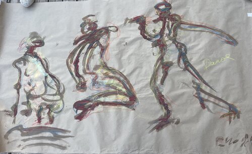 3 figures  apprenant la danse by PatMoli, Work on Paper for Sale on Singulart