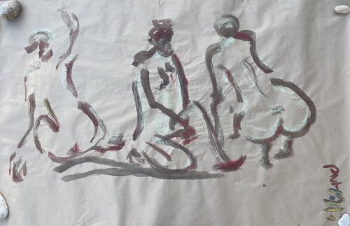 2 personnes de dos  et 1 de face von PatMoli, Werk auf Papier kaufen auf Singulart