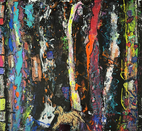 Mon chien et les arbres van PatMoli, Schilderij te koop op Singulart