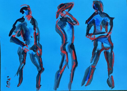 Dialogue dans le bleu di PatMoli, Pittura in vendita su Singulart