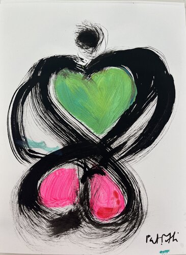 mr COEUR vert et rose van PatMoli, Schilderij te koop op Singulart