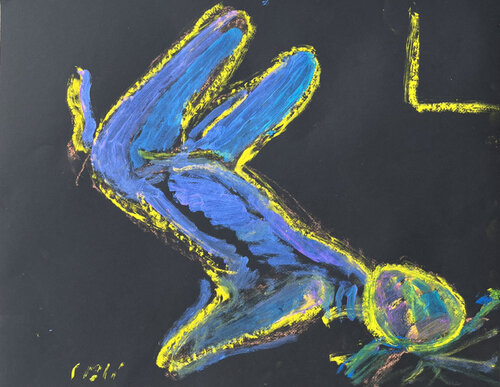 Tete en bas sur noir van PatMoli, Schilderij te koop op Singulart