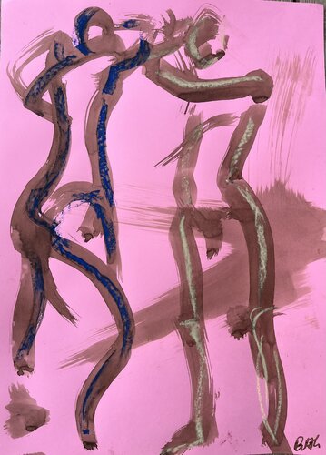 L'un conte l'autre sur rose van PatMoli, Schilderij te koop op Singulart