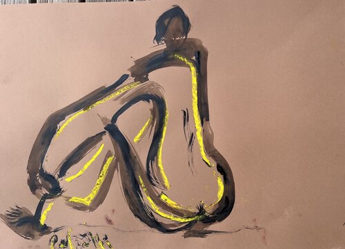 Assis sur brun par PatMoli, Peinture en vente sur Singulart