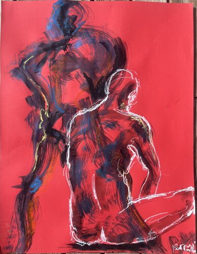 SEUL SUR ROUGE by PatMoli, Work on Paper for Sale on Singulart