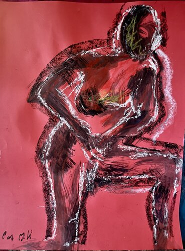 Pensée excitante  sur rouge van PatMoli, Werk op papier te koop op Singulart