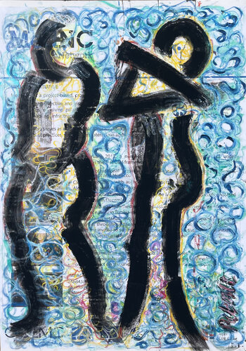 2 PERSONA AU BORD  DE L'EAU par PatMoli, Peinture en vente sur Singulart