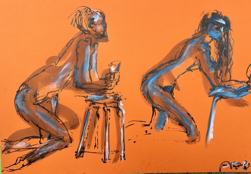 Apéritif d'été sur orange par PatMoli, Œuvre sur papier en vente sur Singulart