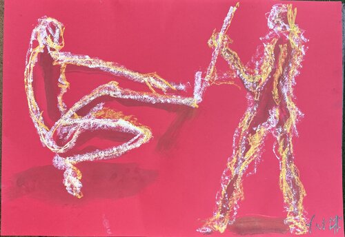 bataille sur rouge van PatMoli, Werk op papier te koop op Singulart