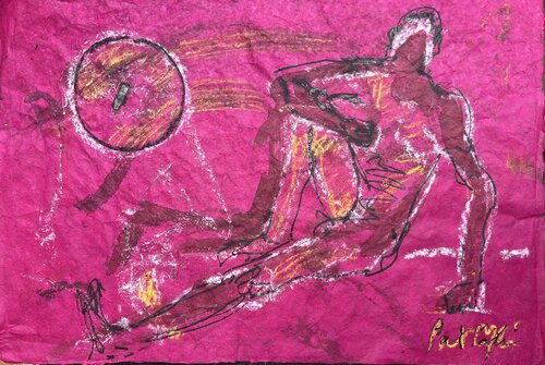 Homme assis dans la soie rose by PatMoli, Drawing for Sale on Singulart