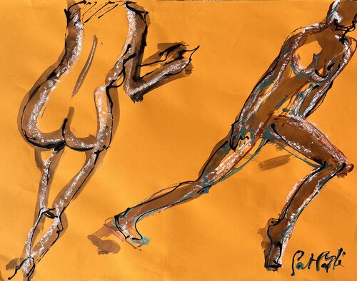 En avant, sur orange by PatMoli, Work on Paper for Sale on Singulart