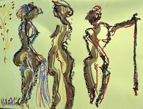 3 femmes au soleil de PatMoli, Obra en papel a la venta en Singulart
