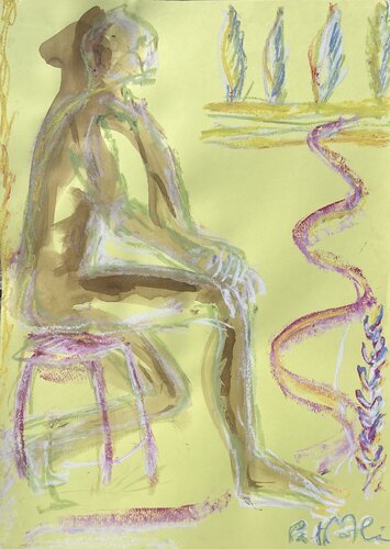 Douceur pastel jaune de PatMoli, Obra en papel a la venta en Singulart