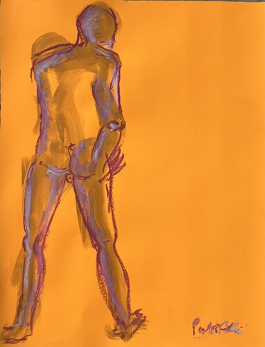 Profondeur sur orange fluo de PatMoli, Obra en papel a la venta en Singulart