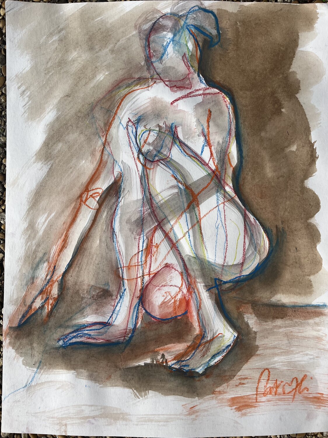 Assise au trait orange et bleu PatMoli