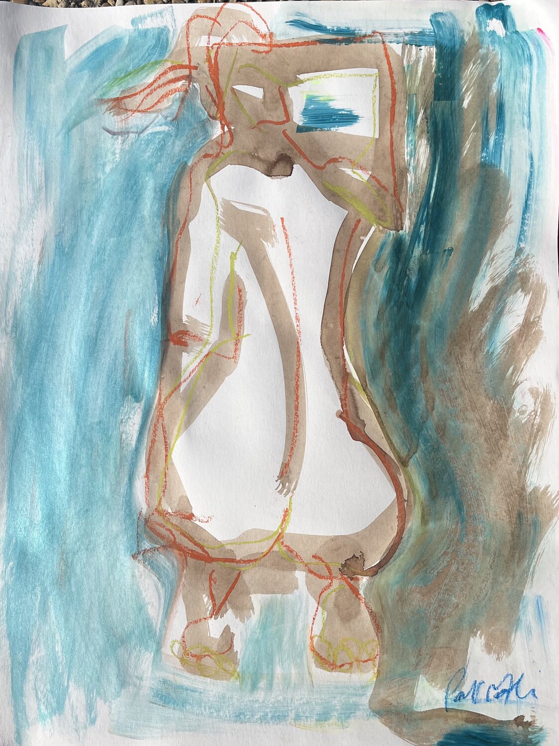 Femme de dos sur bleu PatMoli