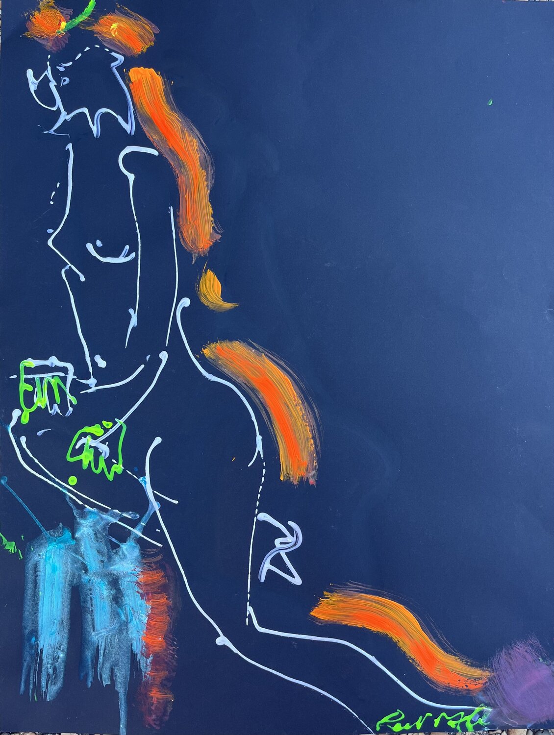 Femme profil sur bleu PatMoli