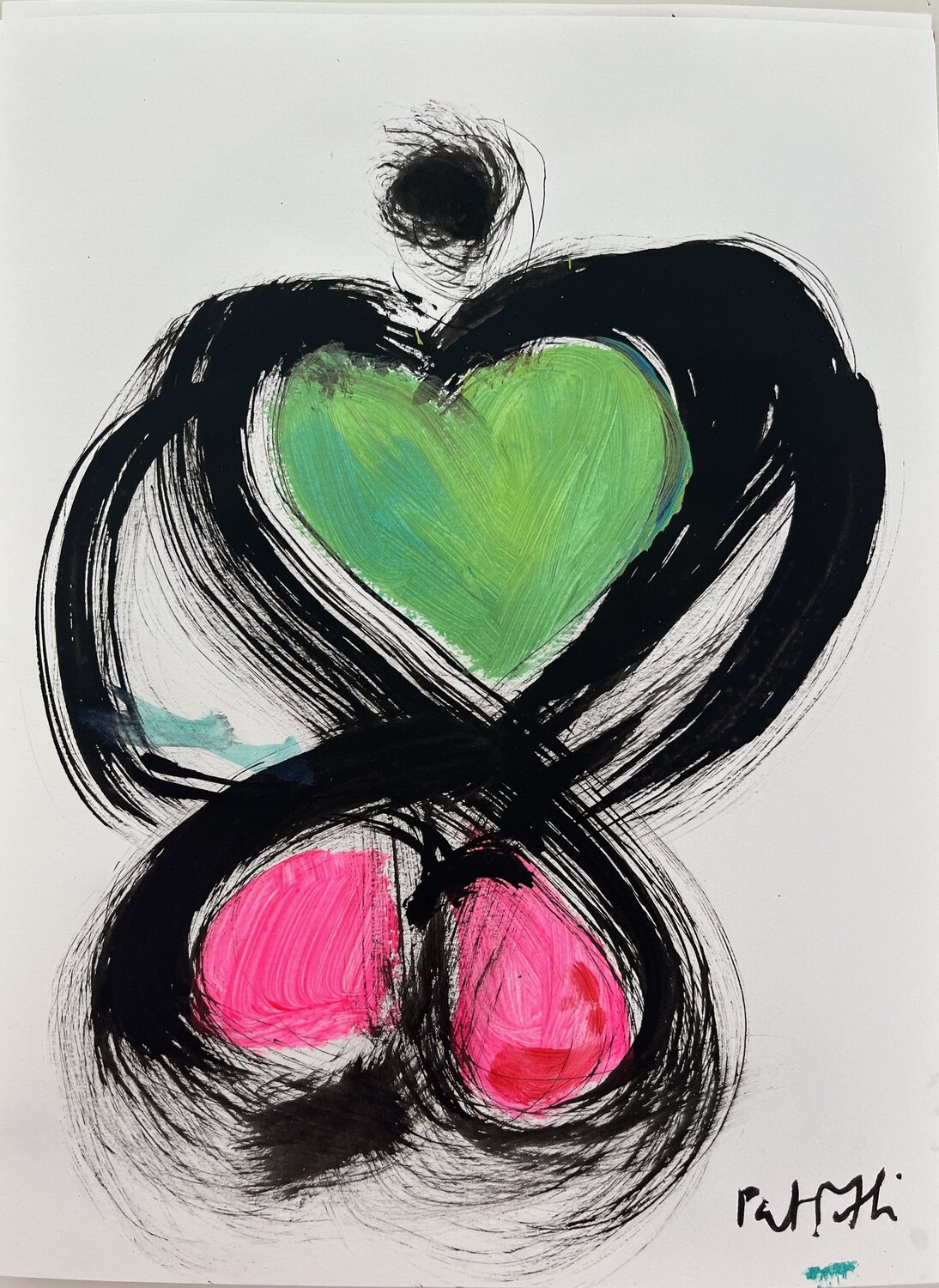 mr COEUR vert et rose PatMoli