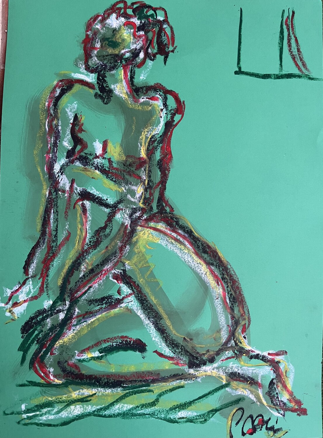 Sereine sur vert PatMoli Œuvre sur papier à vendre