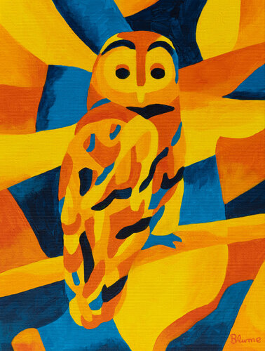Orange Owl by Beate Blume, Painting for Sale on Singulart
