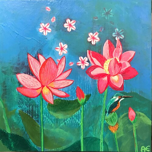 Lotus Paradise by Amelie Monira Egenolf, Painting for Sale on Singulart