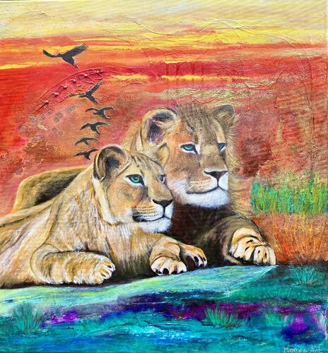 Happiness is enjoying together di Amelie Monira Egenolf, Pittura in vendita su Singulart