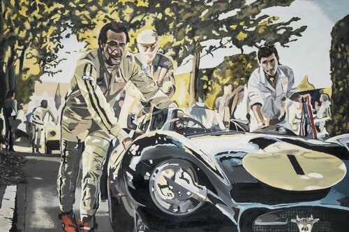 Push to the assembly area - D Type Jaguar von Martin Allen, Malerei kaufen auf Singulart
