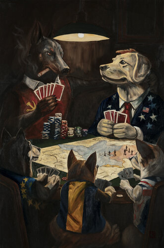 Dogs of War (High Stakes) – Original Oil Painting von Martin Allen, Malerei kaufen auf Singulart