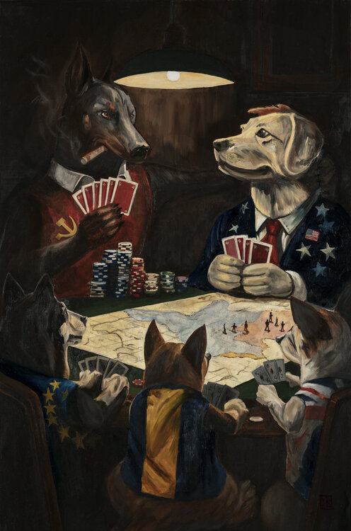 Dogs of War (High Stakes) – Original Oil Painting Martin Allen