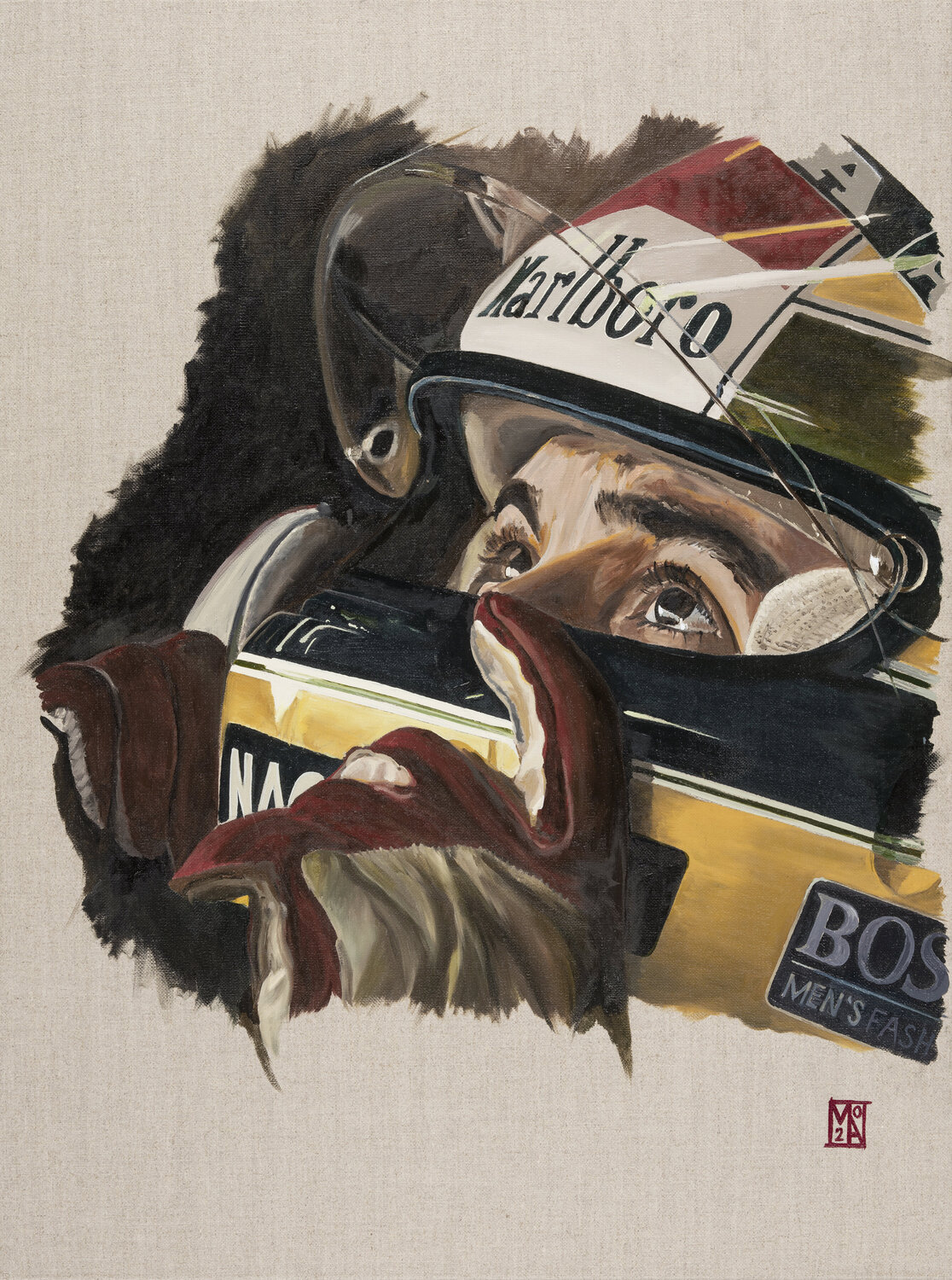 "The Calm Before The Storm" - Ayrton Senna Martin Allen Originalgemälde zu verkaufen