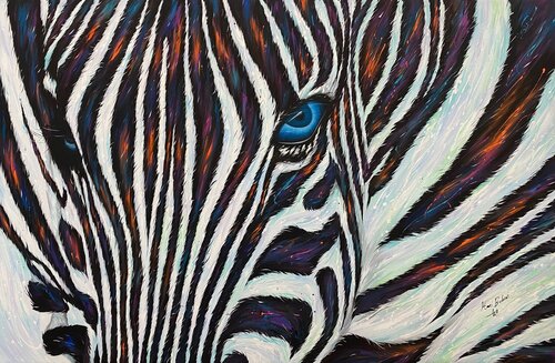 Wild Zebra Pop Color di Hani Badawi Leo, Pittura in vendita su Singulart