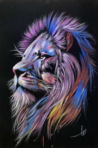 Leone Pop Color Velvet von Hani Badawi Leo, Malerei kaufen auf Singulart