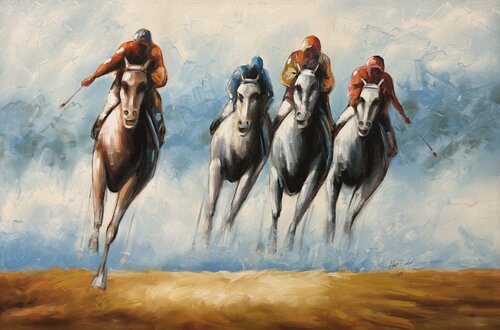 Cavalli in corsa de Hani Badawi Leo, Pintura a la venta en Singulart