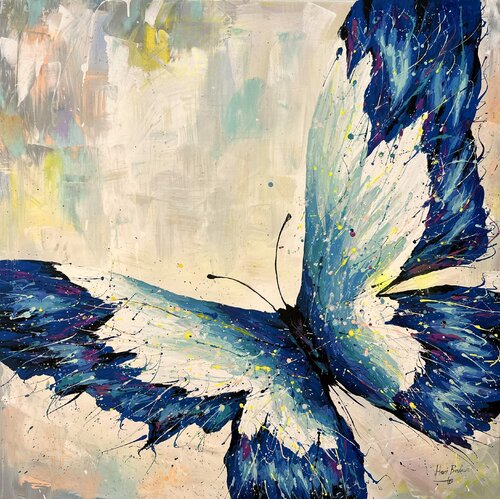 Farfalla Summer Blue by Hani Badawi Leo, 회화 for Sale on Singulart