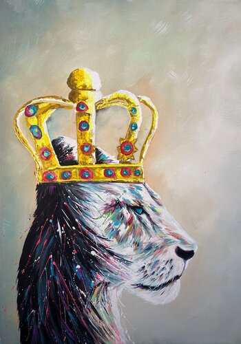 Queen Lioness Pop Color van Hani Badawi Leo, Schilderij te koop op Singulart