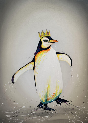 King Baby Penguin de Hani Badawi Leo, Pintura a la venta en Singulart