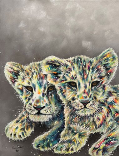 Baby Lions Pop by Hani Badawi Leo, Painting for Sale on Singulart