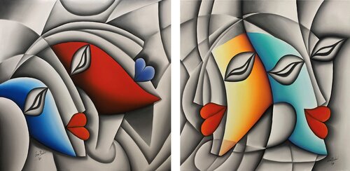 Follow me where your heart goes - 2 artworks van Hani Badawi Leo, Schilderij te koop op Singulart