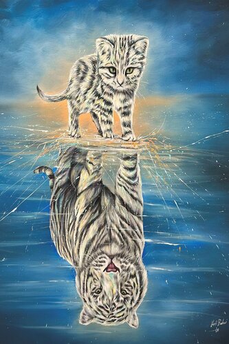 Metamorphosis of the White Cat di Hani Badawi Leo, Pittura in vendita su Singulart