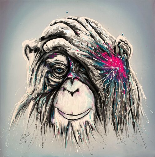 Scimmia Occhi Blu von Hani Badawi Leo, Malerei kaufen auf Singulart