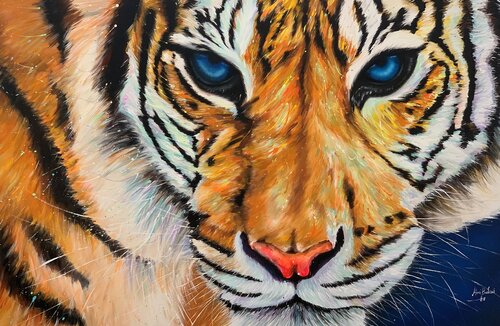 Wild Tiger van Hani Badawi Leo, Schilderij te koop op Singulart